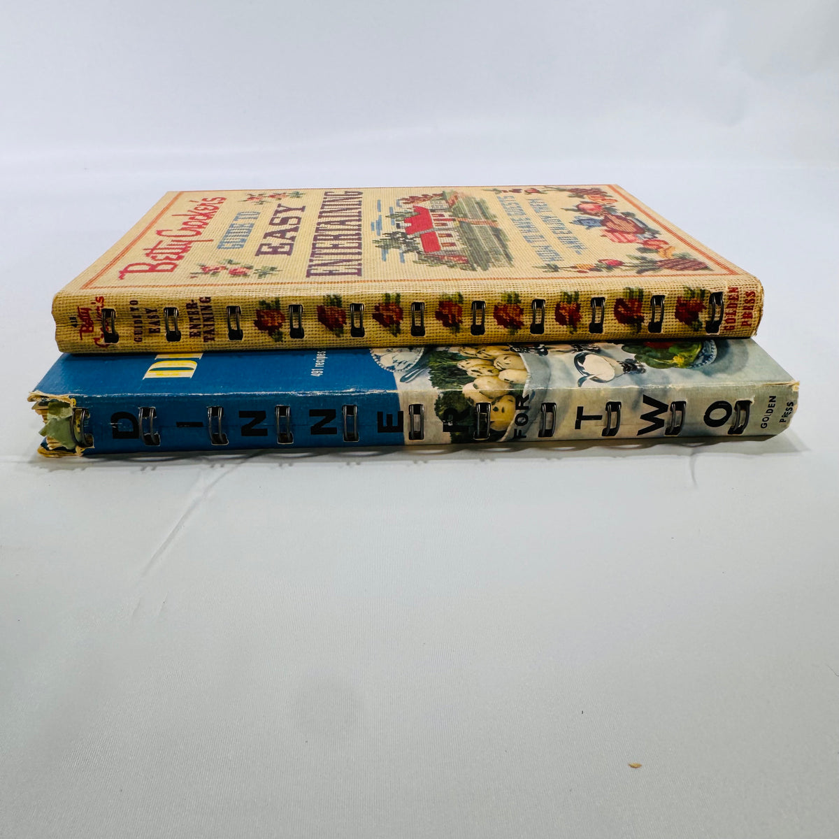 Two Betty Crocker Vintage Cookbooks (Dinner for Two & Easy Entertaining) 1958–1959, Hardcover, Spiral Bound