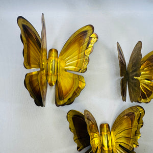 Vintage Homco Brass Butterfly Bundle — 3D Layered Wings Wall Art (Set of 3)