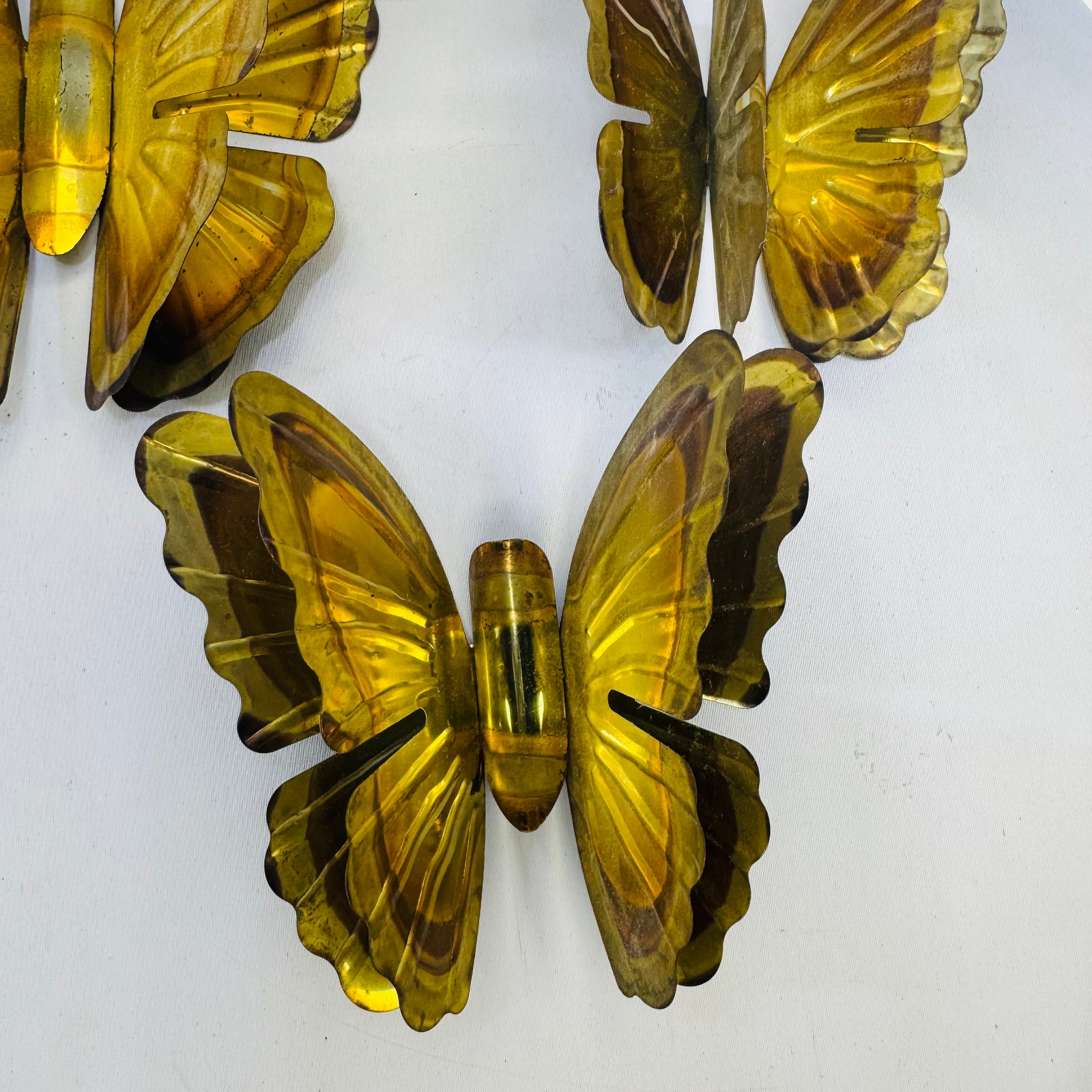 Vintage Homco Brass Butterfly Bundle — 3D Layered Wings Wall Art (Set of 3)