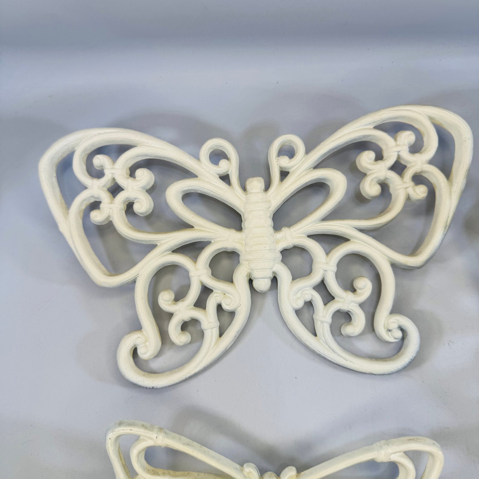 Vintage Homco Butterfly Wall Art Set — Three White Rattan-Look Plastic Pieces (1970s)