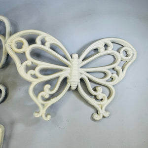 Vintage Homco Butterfly Wall Art Set — Three White Rattan-Look Plastic Pieces (1970s)