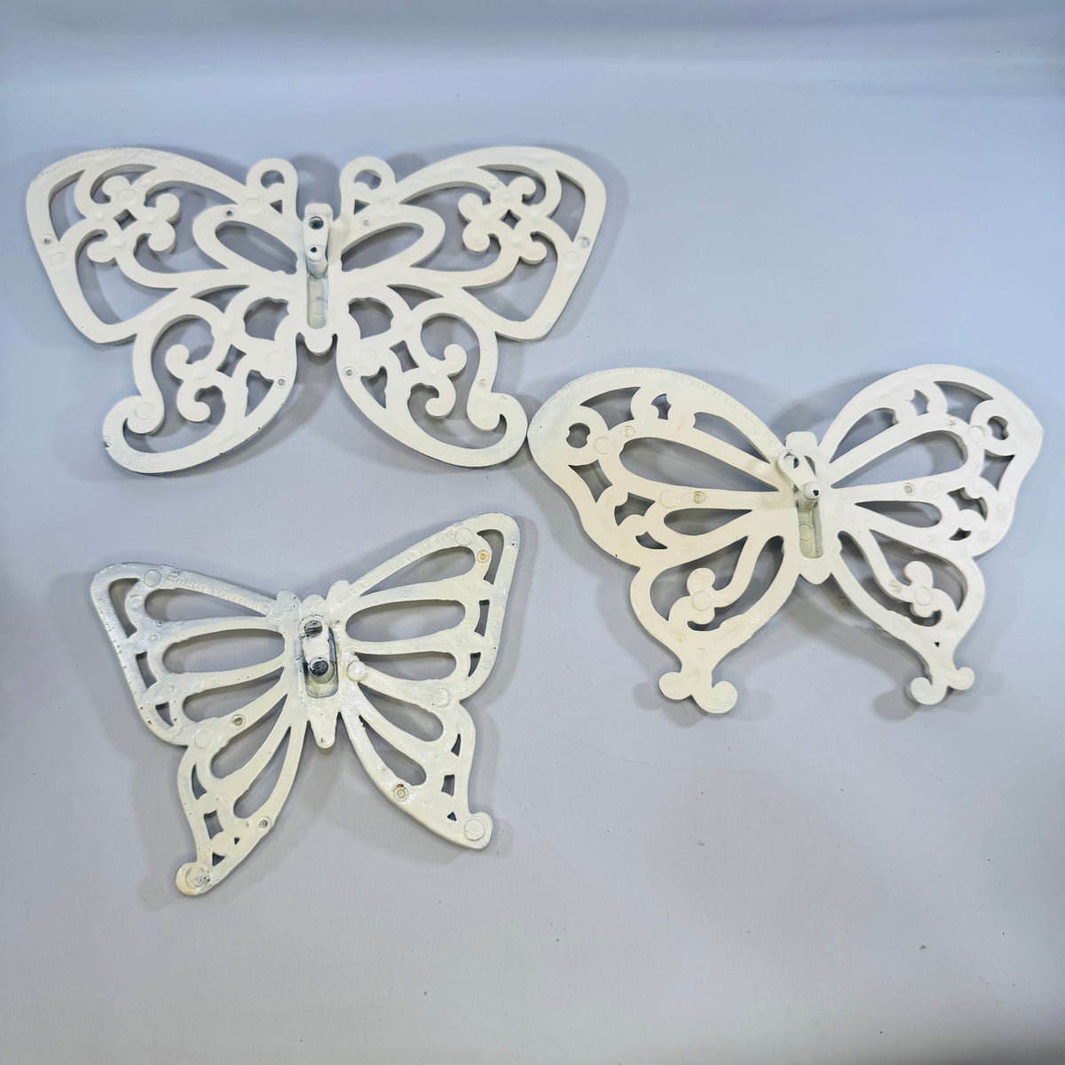 Vintage Homco Butterfly Wall Art Set — Three White Rattan-Look Plastic Pieces (1970s)