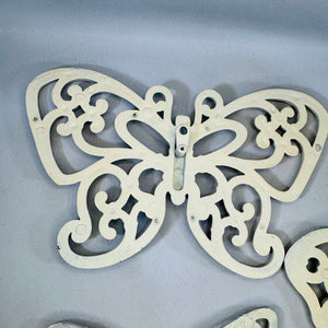 Vintage Homco Butterfly Wall Art Set — Three White Rattan-Look Plastic Pieces (1970s)