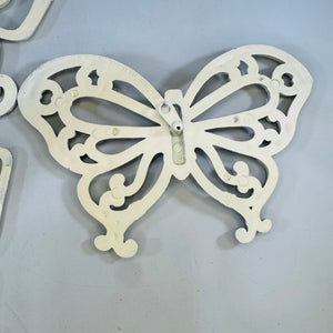 Vintage Homco Butterfly Wall Art Set — Three White Rattan-Look Plastic Pieces (1970s)