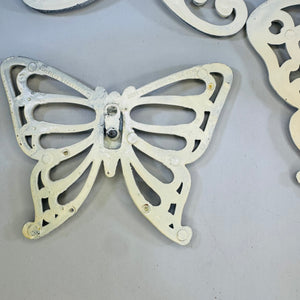 Vintage Homco Butterfly Wall Art Set — Three White Rattan-Look Plastic Pieces (1970s)
