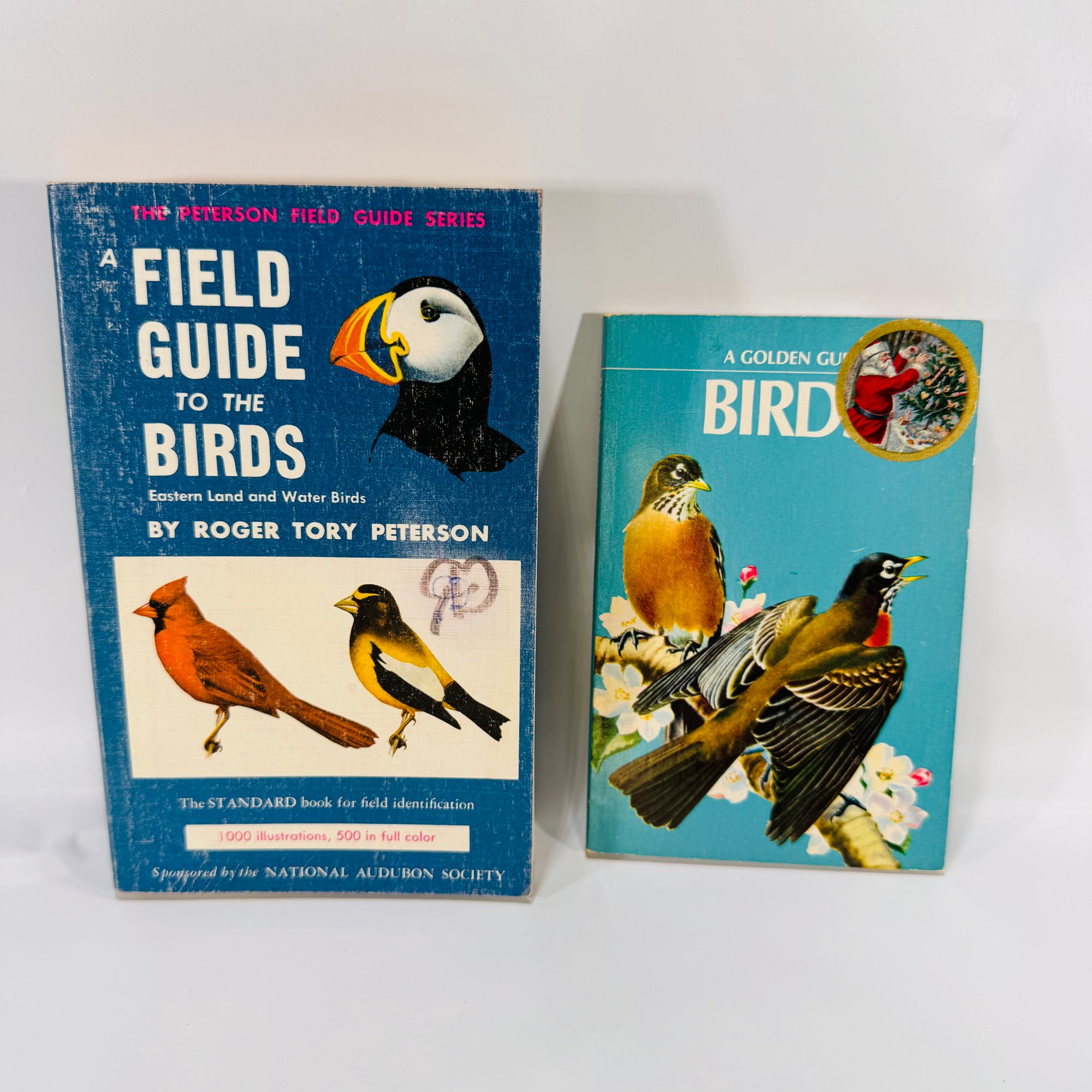 Two Paperback Birding Books: A Field Guide to the Birds by Roger Tory Peterson (1947) and A Golden Guide to Birds by Herbert S. Zim (1956) – Vintage Nature Guides