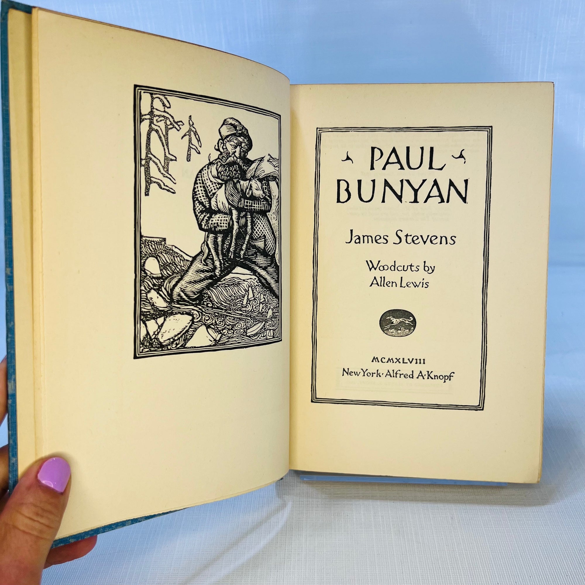 Paul Bunyan by James Stevens Woodcuts by Allan Lewis 1948 A Borzi Book