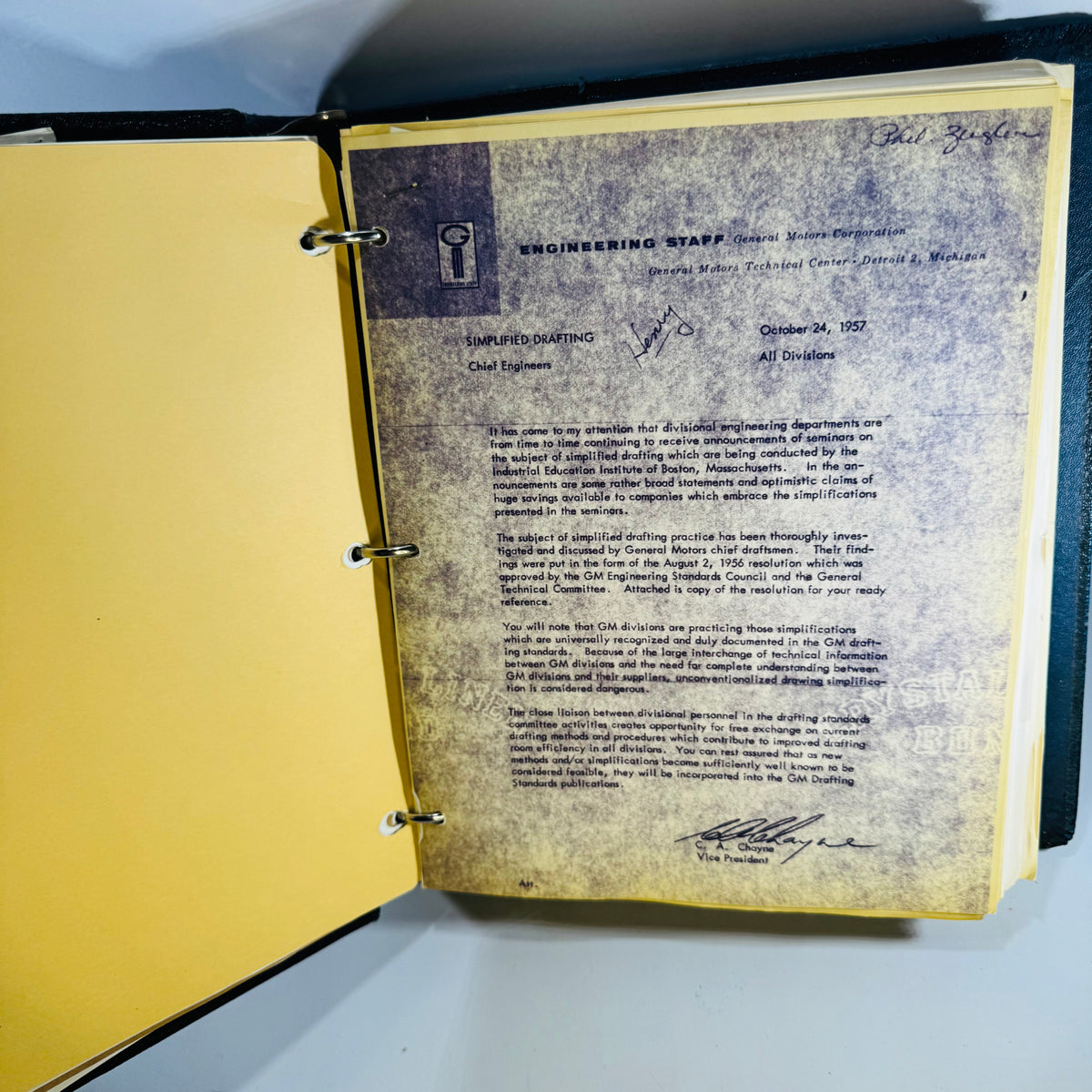 Vintage General Motors Engineering Standards Binder 1950s-60s GM Drafting & Screw Thread Standards with Provenance