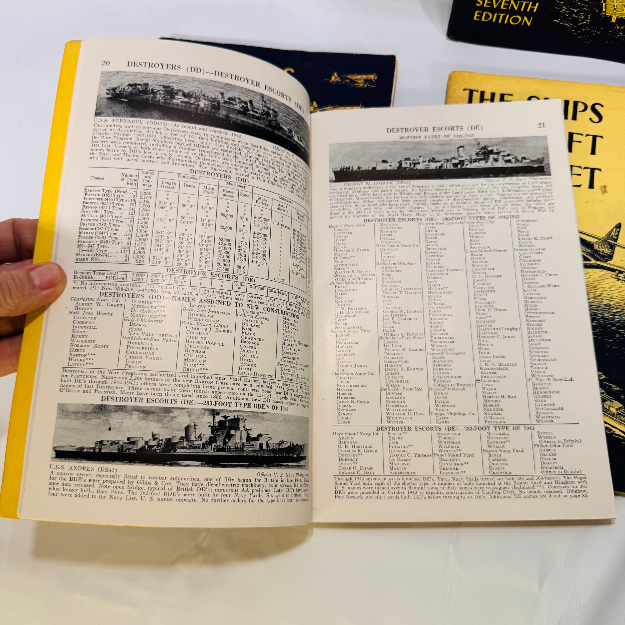 Four Vintage Naval Reference Books by James Charles Fahey (Military History) 1944–1958, Paperback
