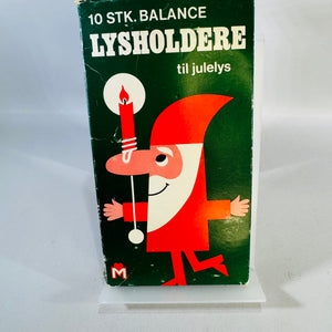 Vintage Danish Balance Candle Holders for Christmas Tree in Original Nisse Box, Illum Copenhagen AS FOUND
