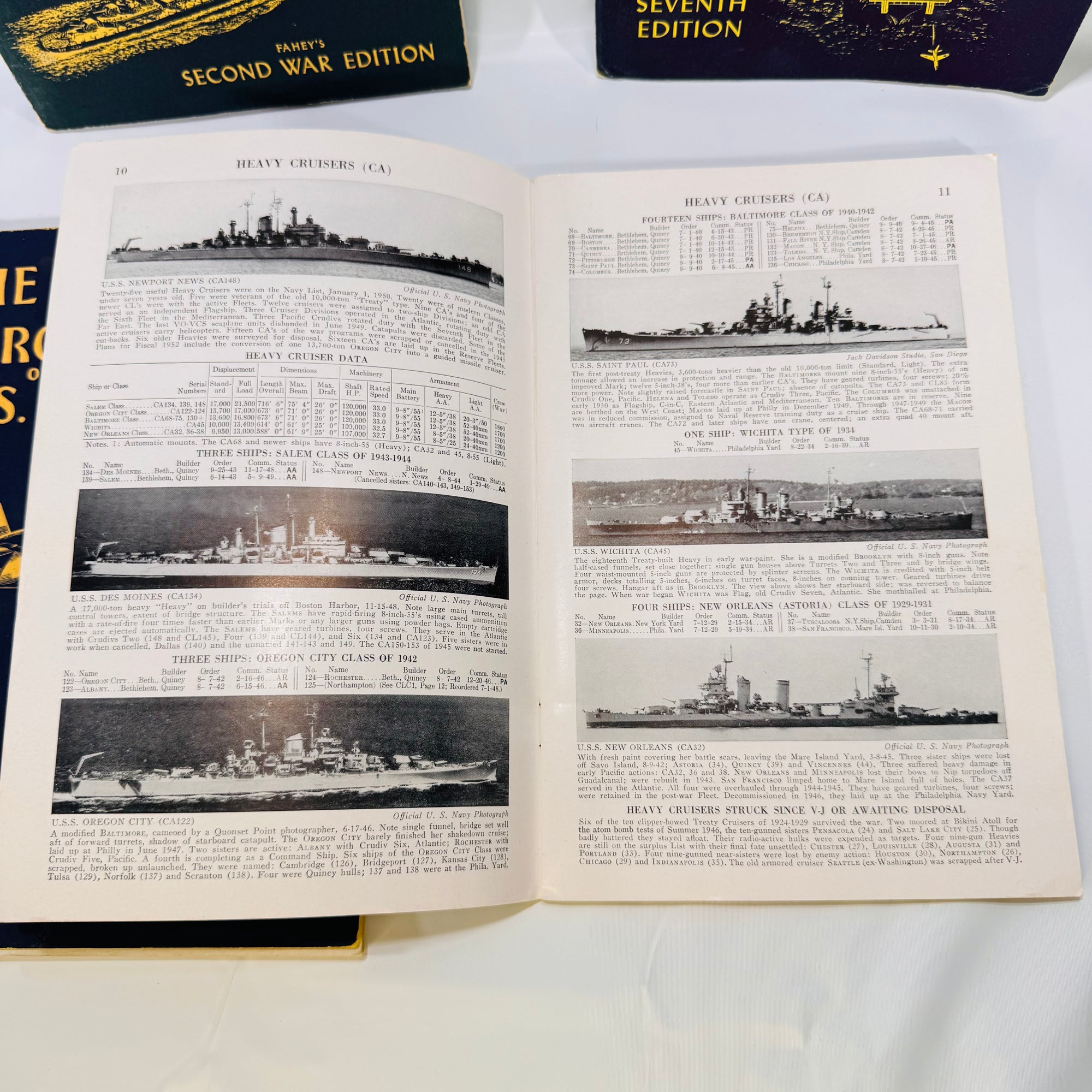 Four Vintage Naval Reference Books by James Charles Fahey (Military History) 1944–1958, Paperback