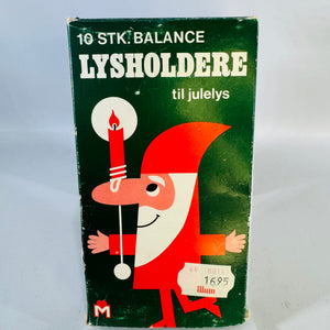 Vintage Danish Balance Candle Holders for Christmas Tree in Original Nisse Box, Illum Copenhagen AS FOUND