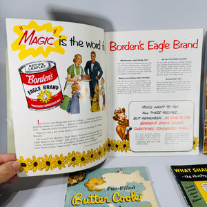 Vintage Cooking Ephemera — Mid-Century Recipe Booklet Bundle (1950s–1960s) — Jell-O, Borden’s, Pillsbury, Fleischmann’s | Advertising Recipes, Culinary Ephemera