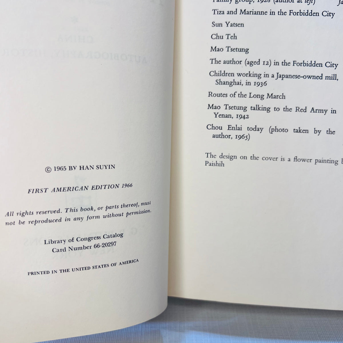 A Mortal Flower China Autobiograhy History by Han Suyin  1966 First American Edition  G.P. Putnam's Sons