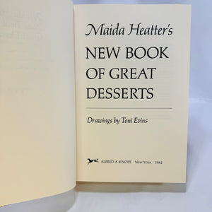 Two Maida Heatter's Cook Books Book of Great Cookies (1977) & New Book of Great Desserts (1982) Hardcover