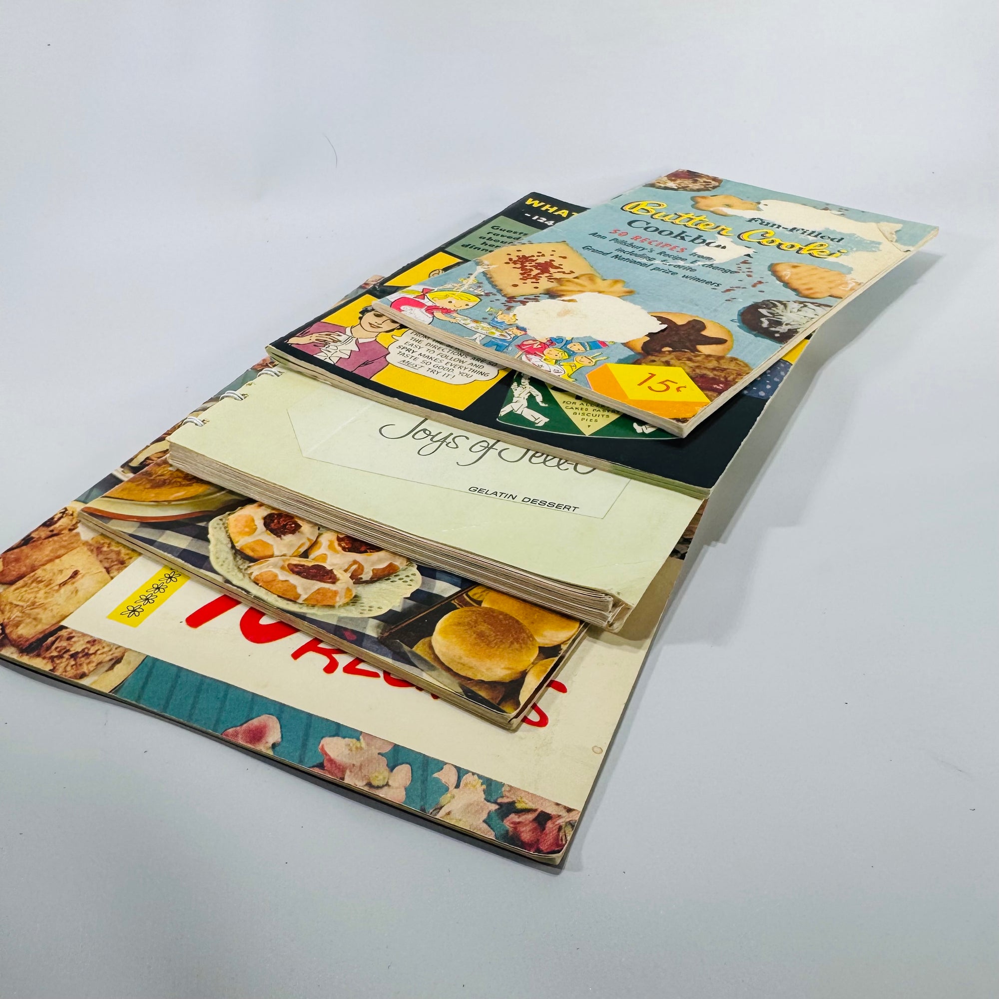 Vintage Cooking Ephemera — Mid-Century Recipe Booklet Bundle (1950s–1960s) — Jell-O, Borden’s, Pillsbury, Fleischmann’s | Advertising Recipes, Culinary Ephemera