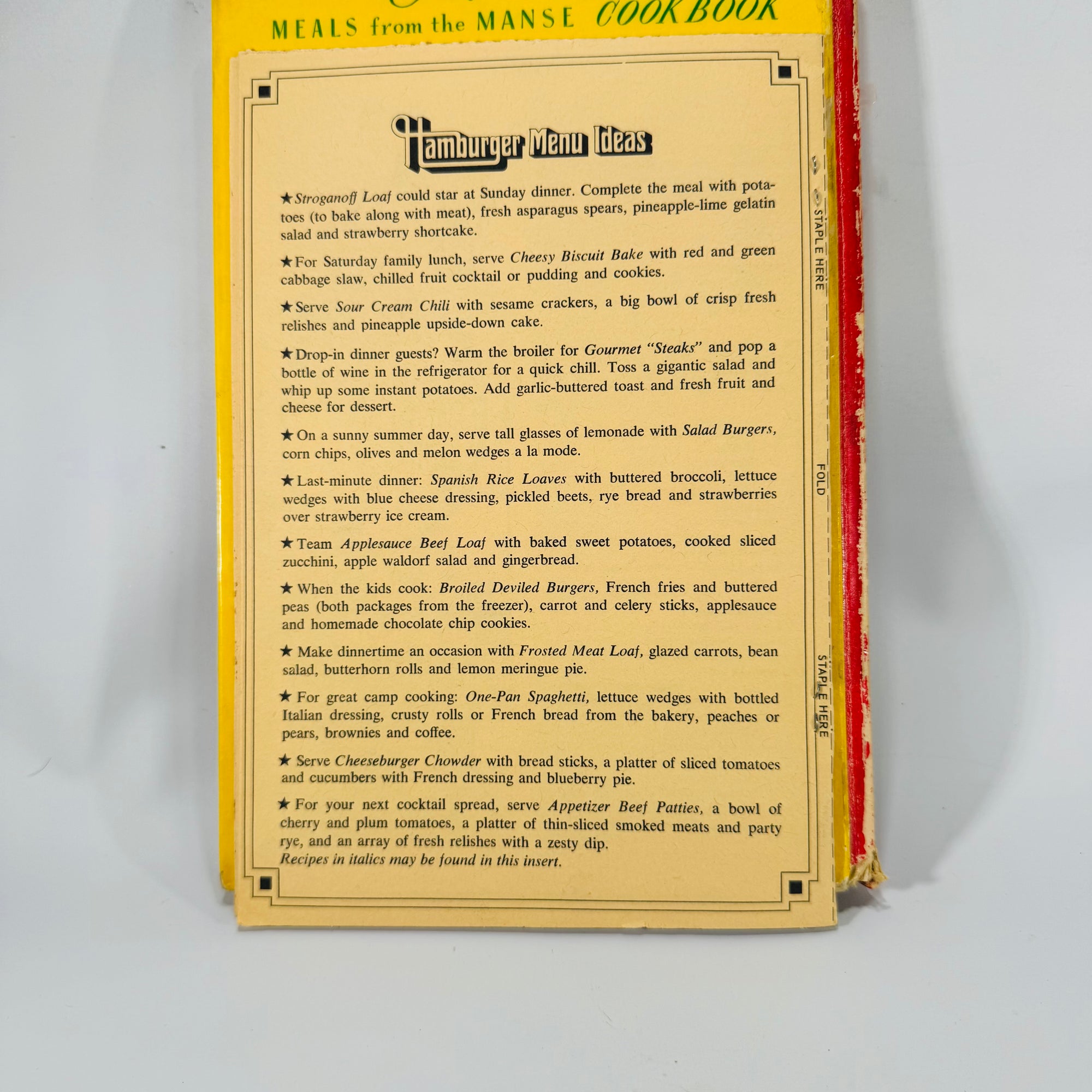 Vintage Church Cookbook Bundle — Meals from the Manse + 50 All-Time Great Hamburger Recipes — Zondervan & Better Homes | Community Recipes