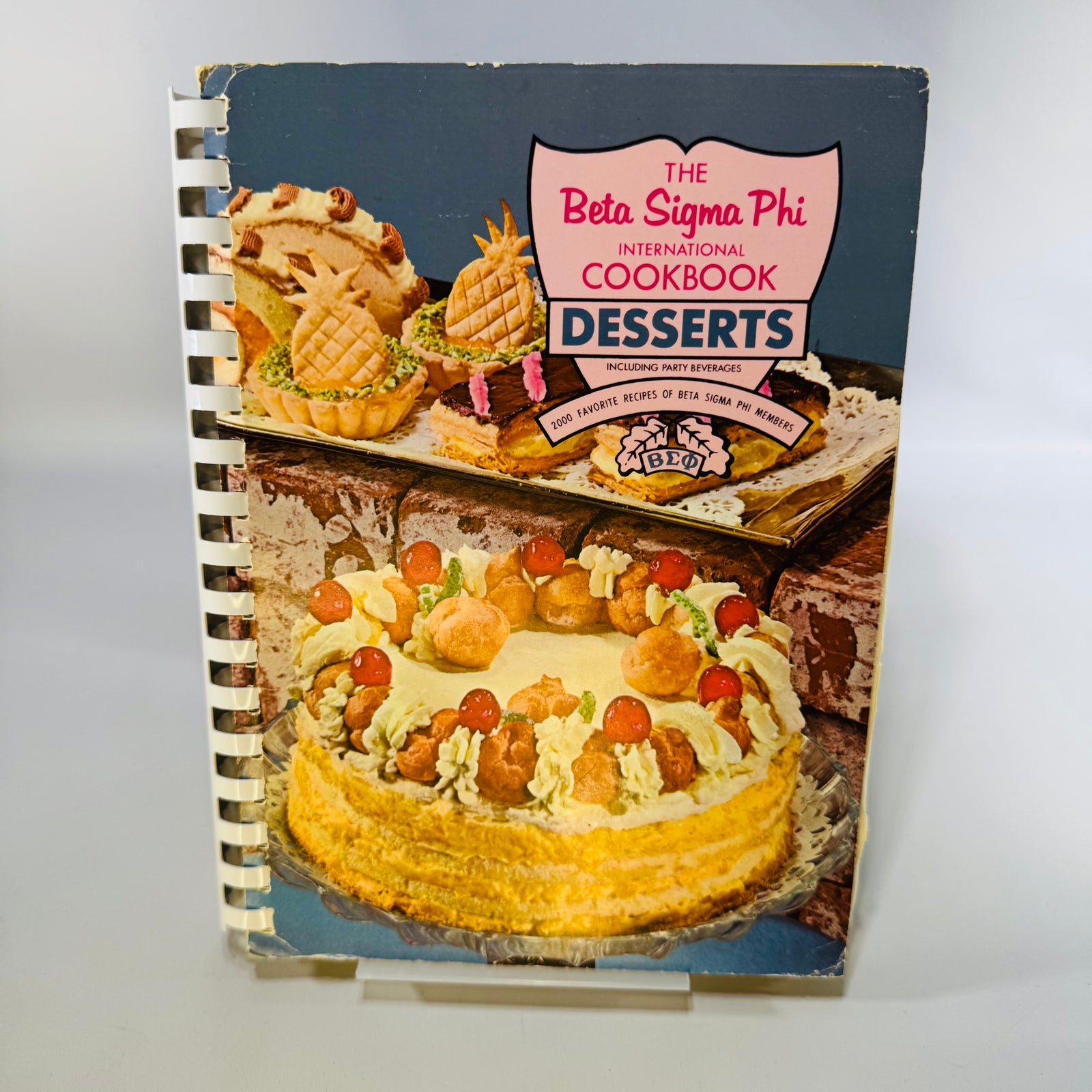 Beta Sigma Phi International Cookbook Desserts — 1968 Spiral Bound Vintage Recipes Party Beverages