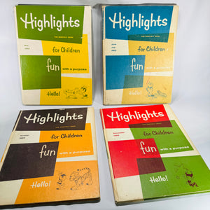 Vintage Children’s Educational Annuals — Highlights for Children (1963 Issues) — Set of 4 | Illustrated Activities & Stories, Children’s Educational