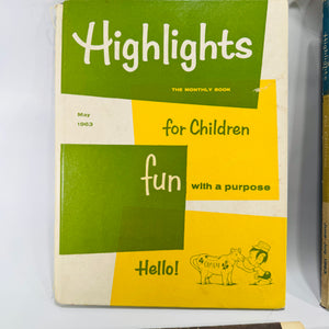 Vintage Children’s Educational Annuals — Highlights for Children (1963 Issues) — Set of 4 | Illustrated Activities & Stories, Children’s Educational