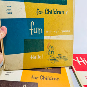 Vintage Children’s Educational Annuals — Highlights for Children (1963 Issues) — Set of 4 | Illustrated Activities & Stories, Children’s Educational