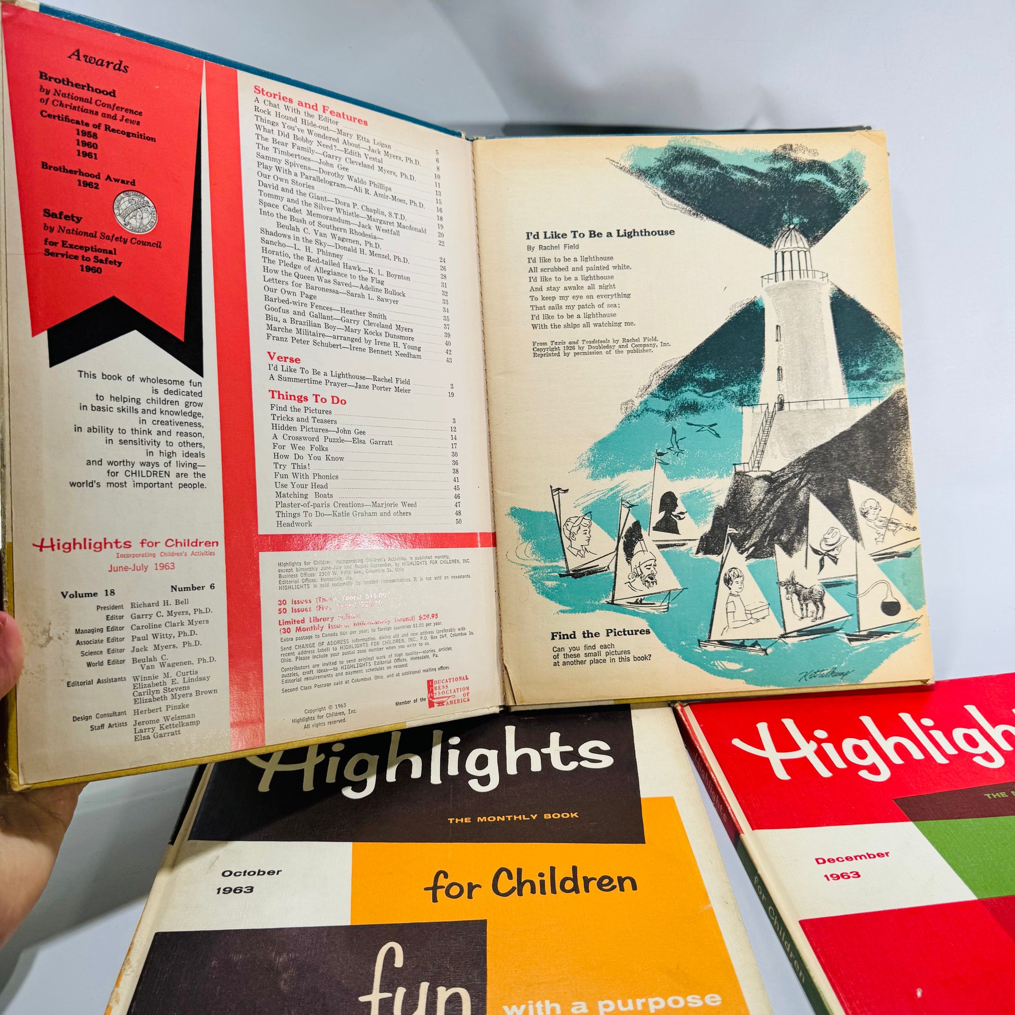 Vintage Children’s Educational Annuals — Highlights for Children (1963 Issues) — Set of 4 | Illustrated Activities & Stories, Children’s Educational