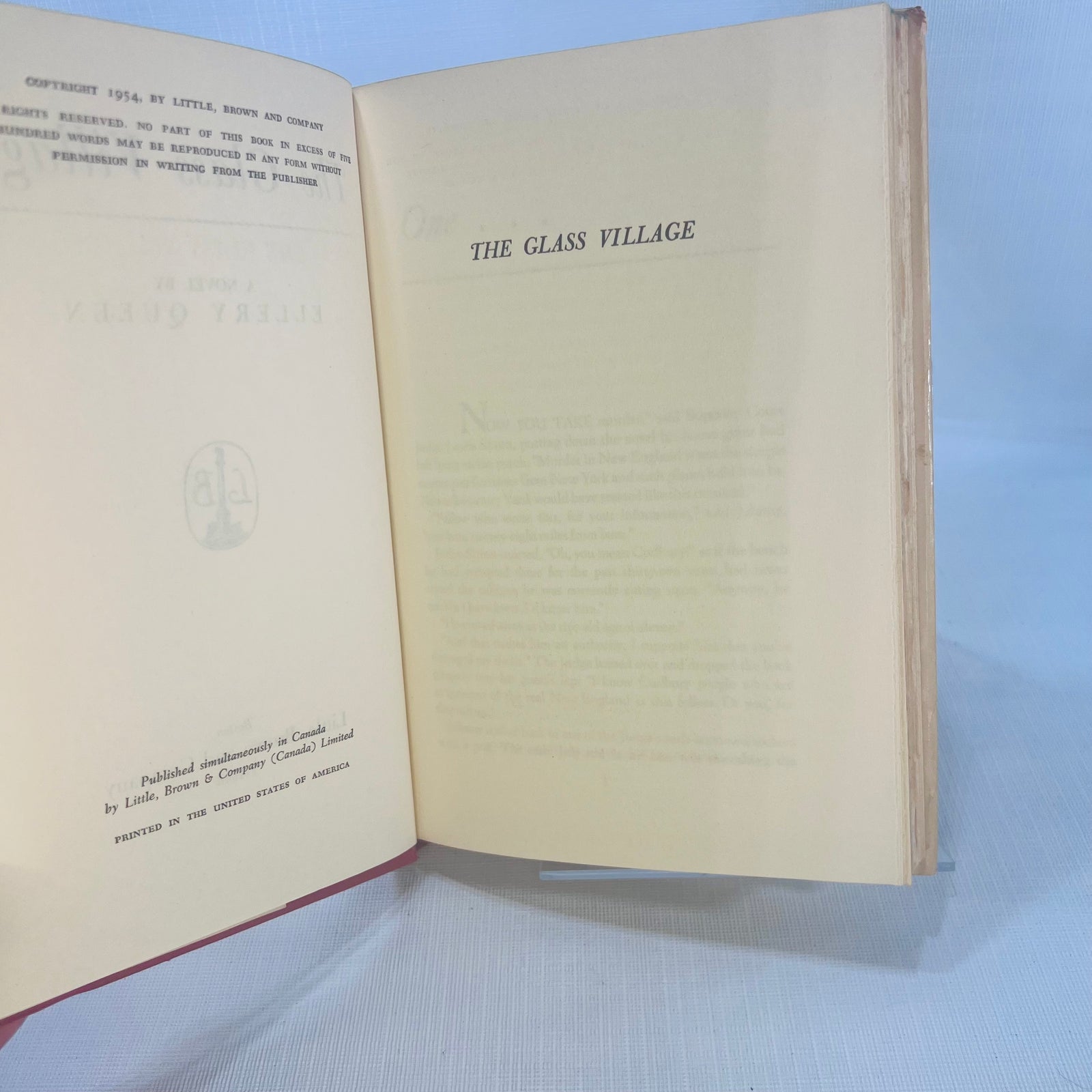 The Glass Village by Ellery Queen 1954 Little Brown and Company