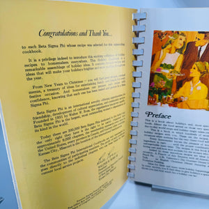 The Beta Sigma Phi International Holiday Cookbook, Vintage Spiral Bound, 900 Recipes with Color Illustrations and Festive Menus