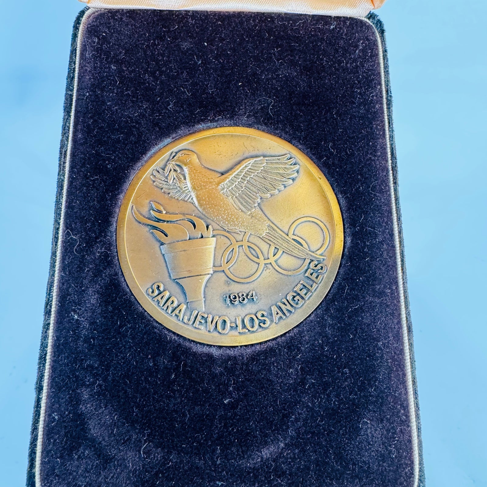 1984 Sarajevo–Los Angeles Olympic Commemorative Medal in Original Velvet Case