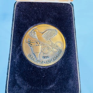 1984 Sarajevo–Los Angeles Olympic Commemorative Medal in Original Velvet Case