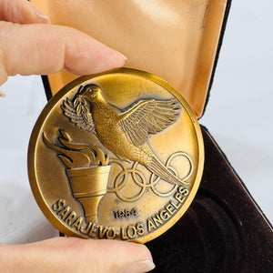 1984 Sarajevo–Los Angeles Olympic Commemorative Medal in Original Velvet Case
