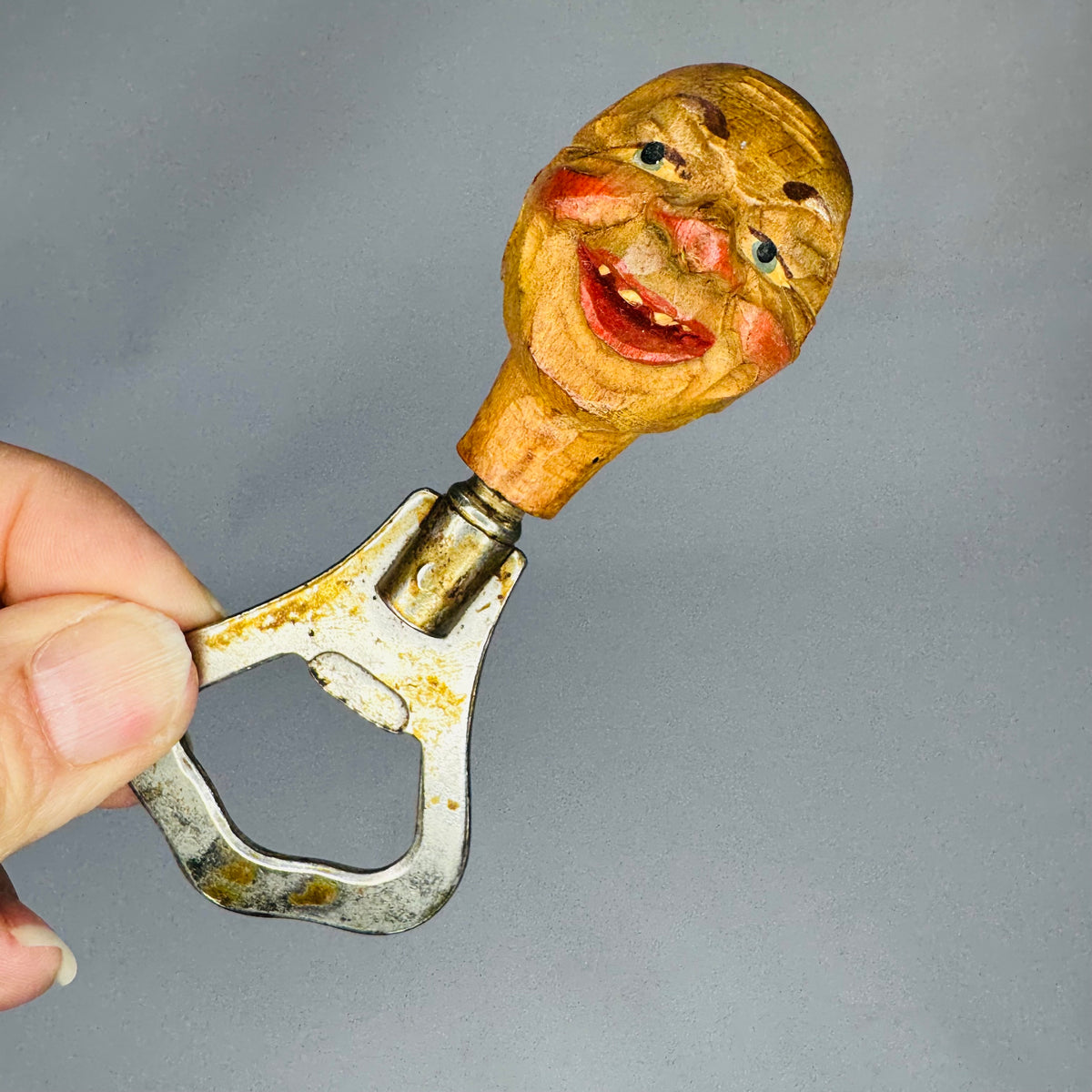 Vintage Hand-Carved Wooden Bottle Opener – Breweriana Bar Collectible