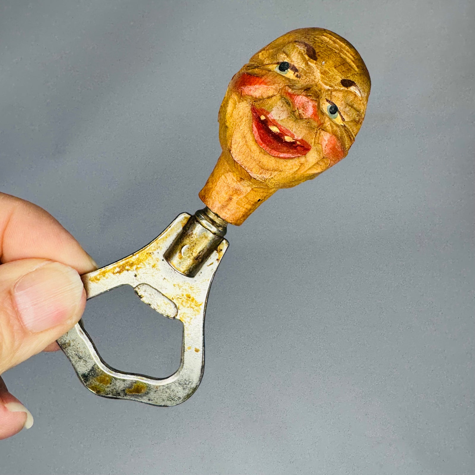 Vintage Hand-Carved Wooden Bottle Opener – Breweriana Bar Collectible