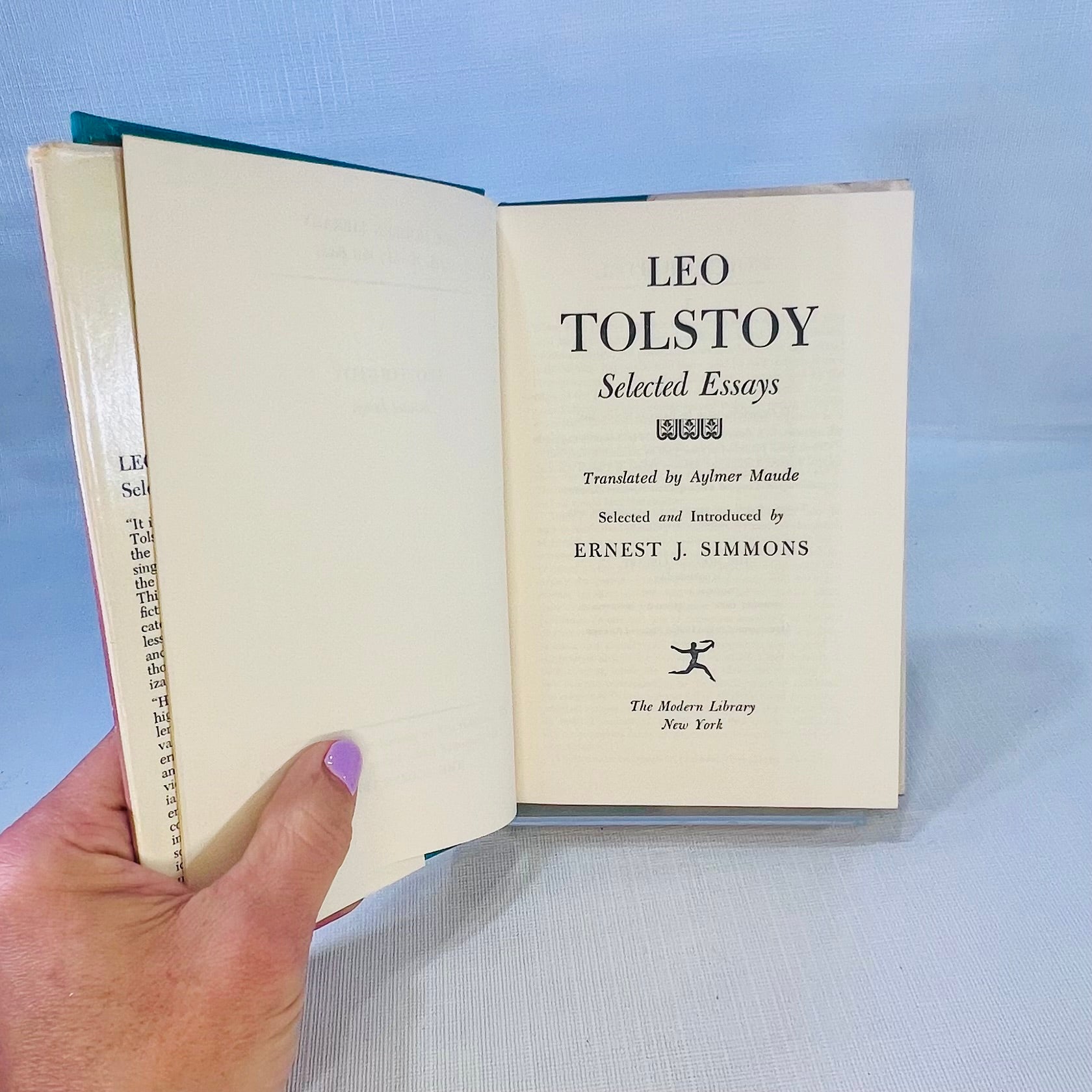 Leo Tolstoy Selected Essays translated by Almere Maude Introduced by Ernest J. Simmons 1964 A Modern Library Book