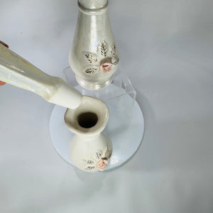 Set of Vintage Nasco Japan Iridescent Porcelain Perfume Bottles w/ Stoppers – Pink Rose Vanity Décor (2)