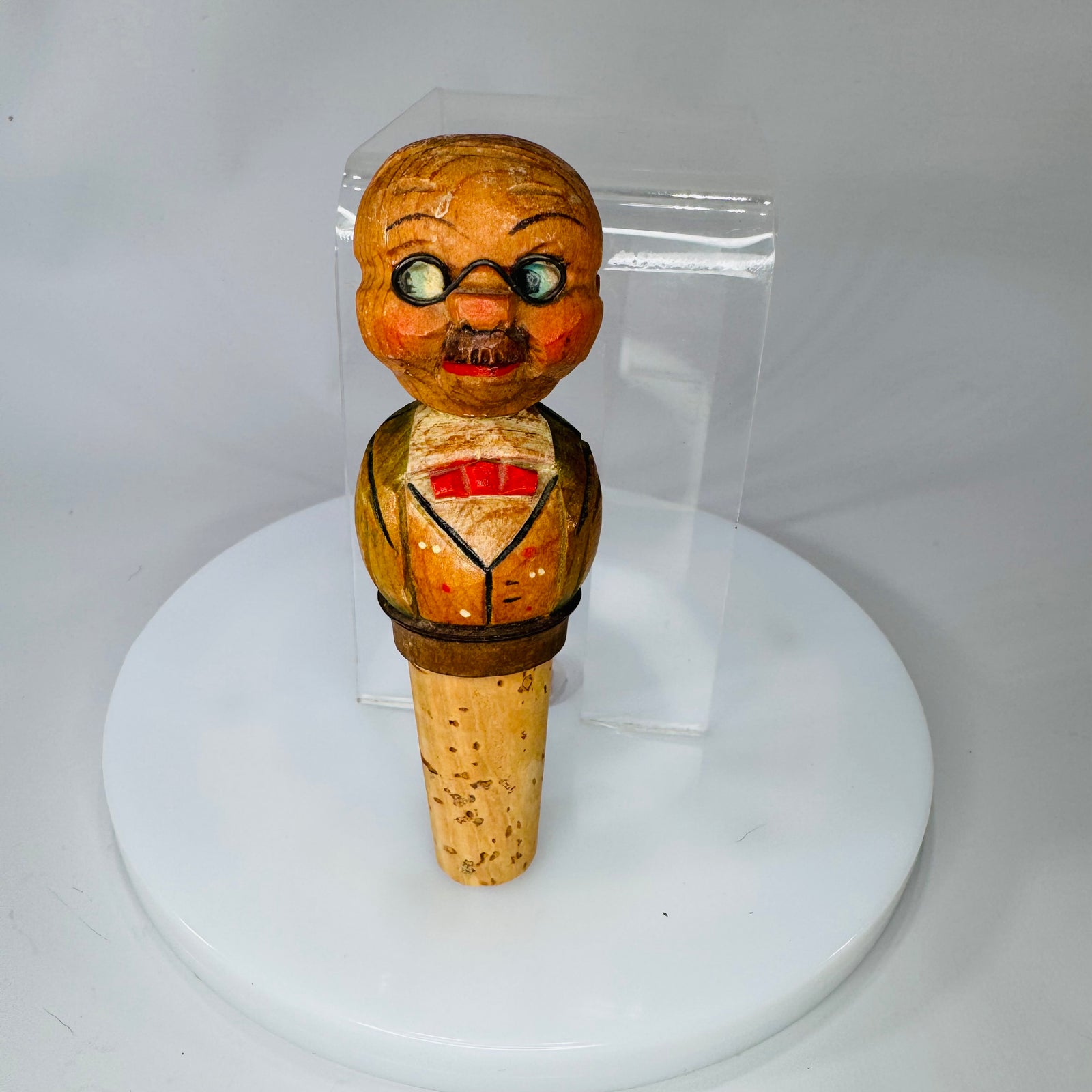 Vintage ANRI Hand-Carved Wooden Bottle Stopper | Italian Breweriana Barware c.1912–1960s