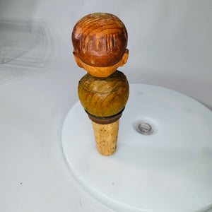 Vintage ANRI Hand-Carved Wooden Bottle Stopper | Italian Breweriana Barware c.1912–1960s