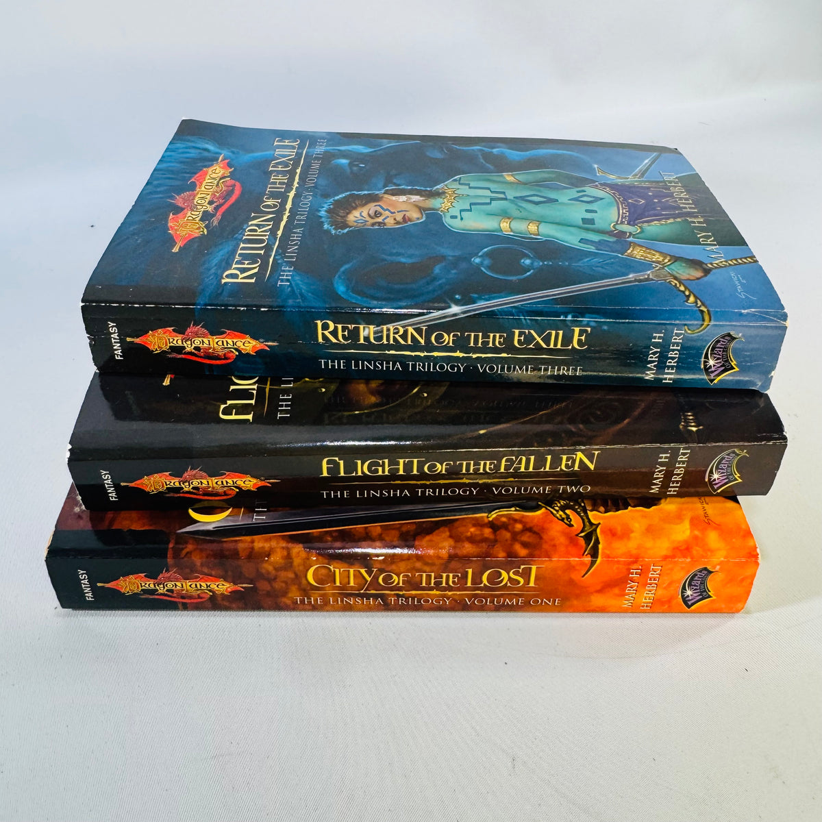 Dragonlance Linsha Trilogy Bundle Mary H Herbert Paperback Set City of the Lost Flight Fallen Return Exile