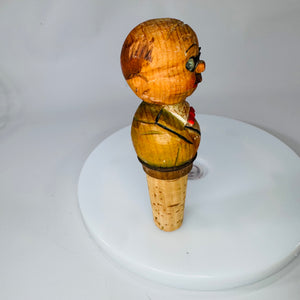 Vintage ANRI Hand-Carved Wooden Bottle Stopper | Italian Breweriana Barware c.1912–1960s