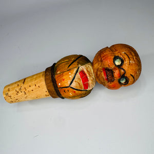 Vintage ANRI Hand-Carved Wooden Bottle Stopper | Italian Breweriana Barware c.1912–1960s