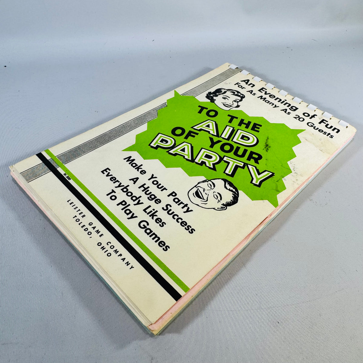 Vintage Party Game Book To the Aid of Your Party 1957 Leister Game Co Spiral Booklet
