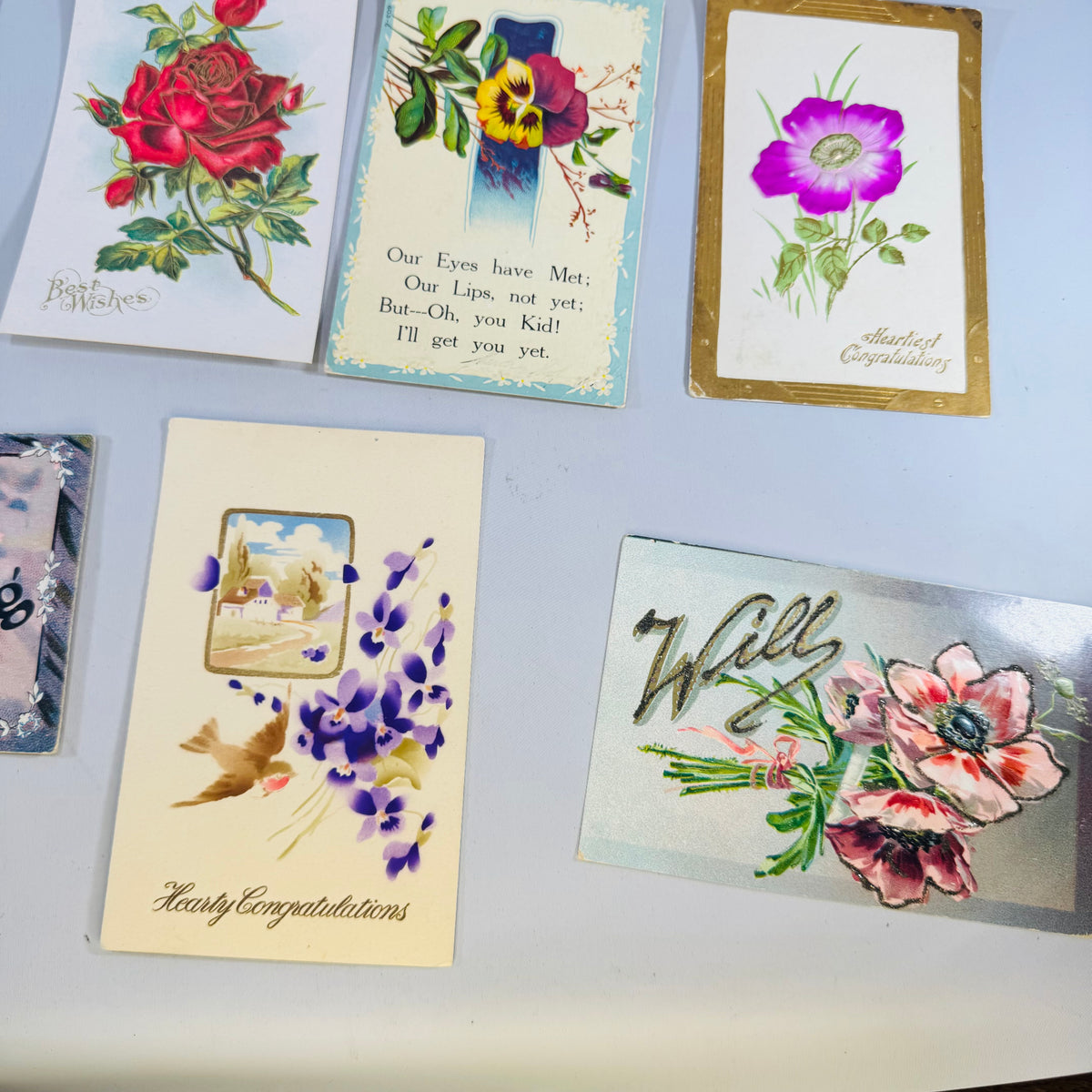 Vintage Floral Postcard Lot 9 Antique Greeting Cards Mailed Unused Embossed Paper Ephemera Bundle