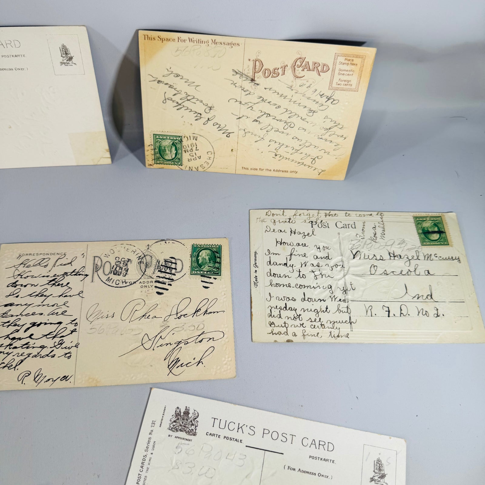 Vintage Floral Postcard Lot 9 Antique Greeting Cards Mailed Unused Embossed Paper Ephemera Bundle