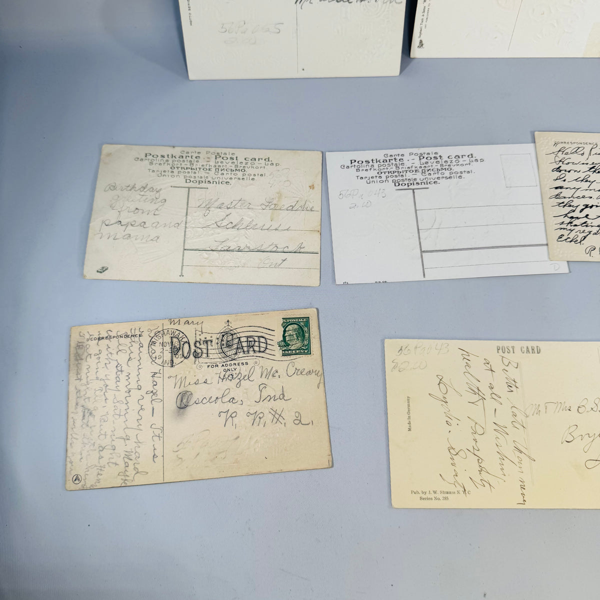 Vintage Floral Postcard Lot 9 Antique Greeting Cards Mailed Unused Embossed Paper Ephemera Bundle