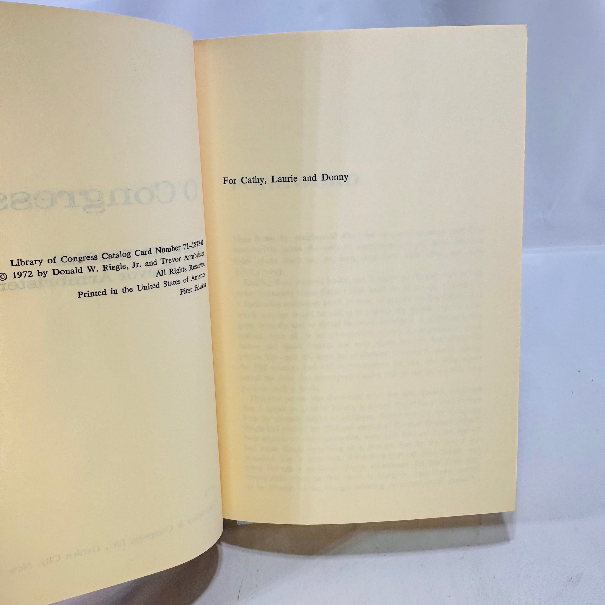 O Congress Donald Riegle with Trevor Armbrister 1972 Doubleday & Co ...