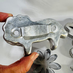 Vintage Aluminum Cookie Cutter Lot 9 Metal Baking Cutters Lion Heart Star Flower Kitchen Decor Bundle