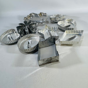 Vintage Aluminum Cookie Cutter Lot 9 Metal Baking Cutters Lion Heart Star Flower Kitchen Decor Bundle