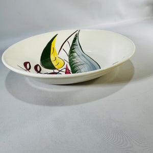 Blue Ridge Fantasia Serving Bowl Vintage Hand Painted Southern Potteries Oval Leaf Dish