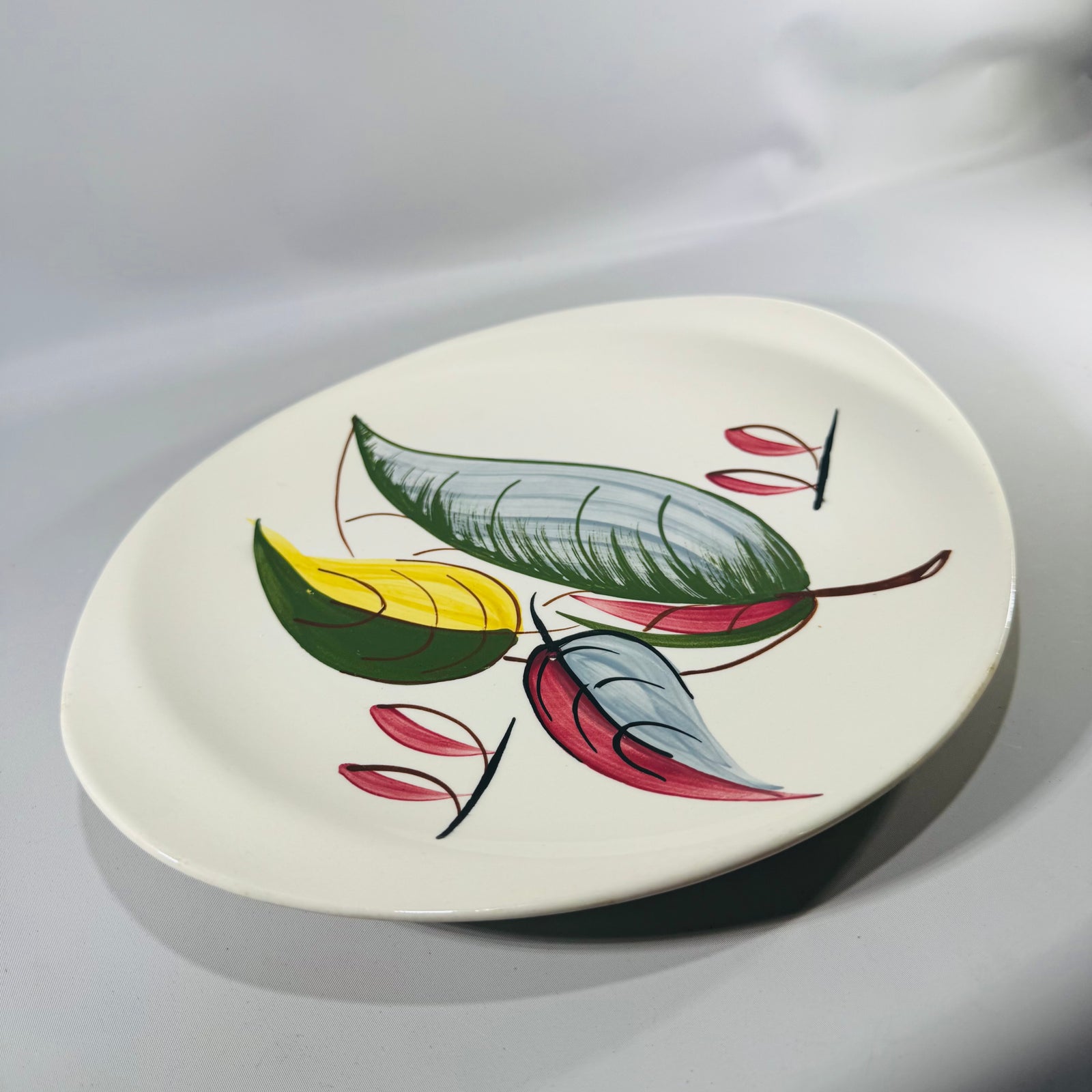 Blue Ridge Fantasia Oval Platter Vintage Hand Painted Southern Potteries Leaf Serving Dish