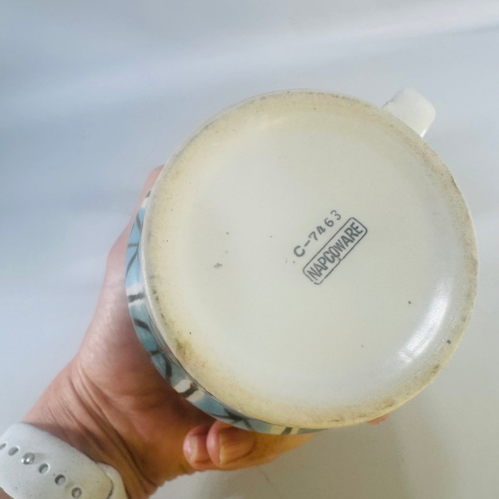 Vintage Napcoware Ceramic Mug C-7463 Blue Green Mid Century Abstract Coffee Cup